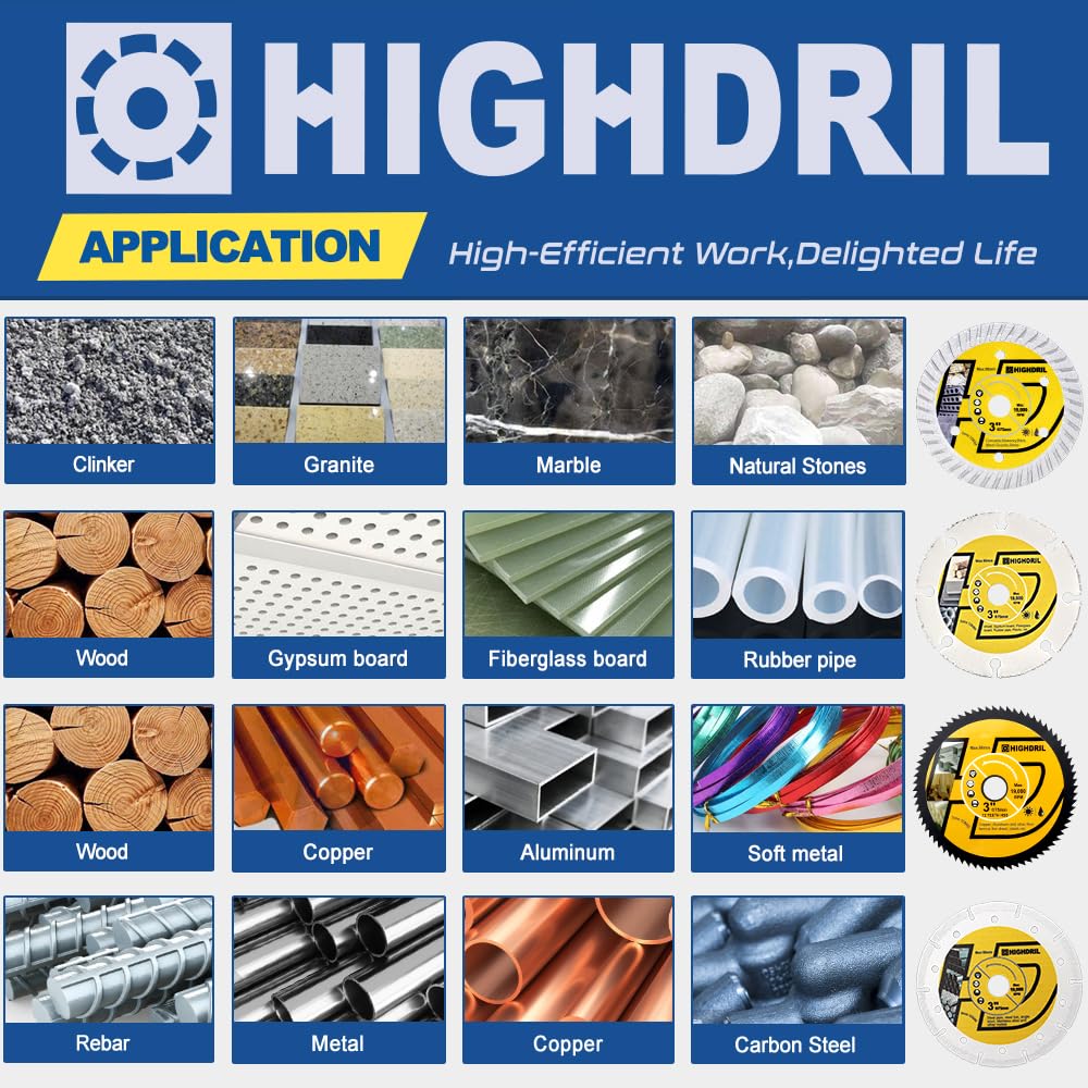HIGHDRIL Disque à Tronçonner Diamant 75mm x Alésage 10mm - 4Pcs Béton/Bois/Acier Disque pour Béton Maçonnerie Bois Plastique Métal Découpe