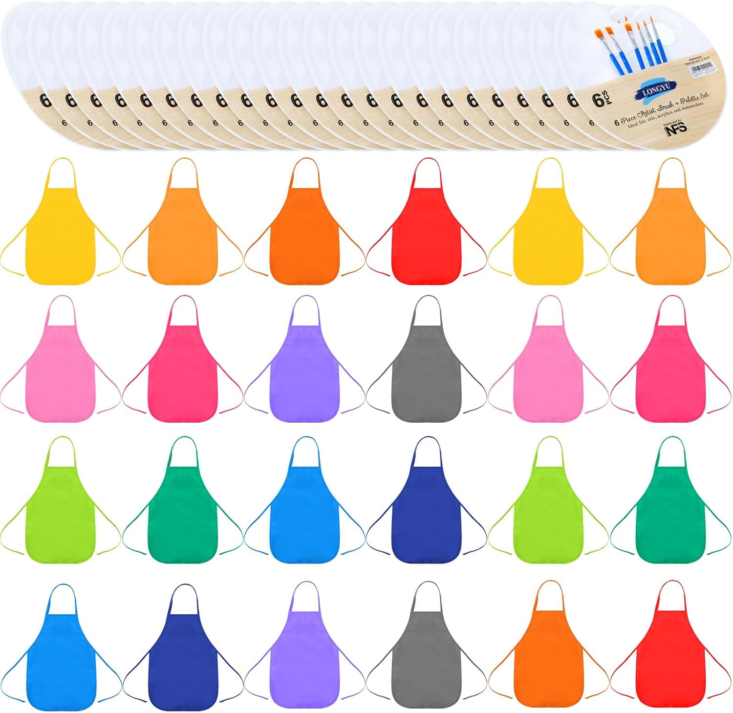 48 Pcs Paint Pallets Brush Set for Kids and Children's