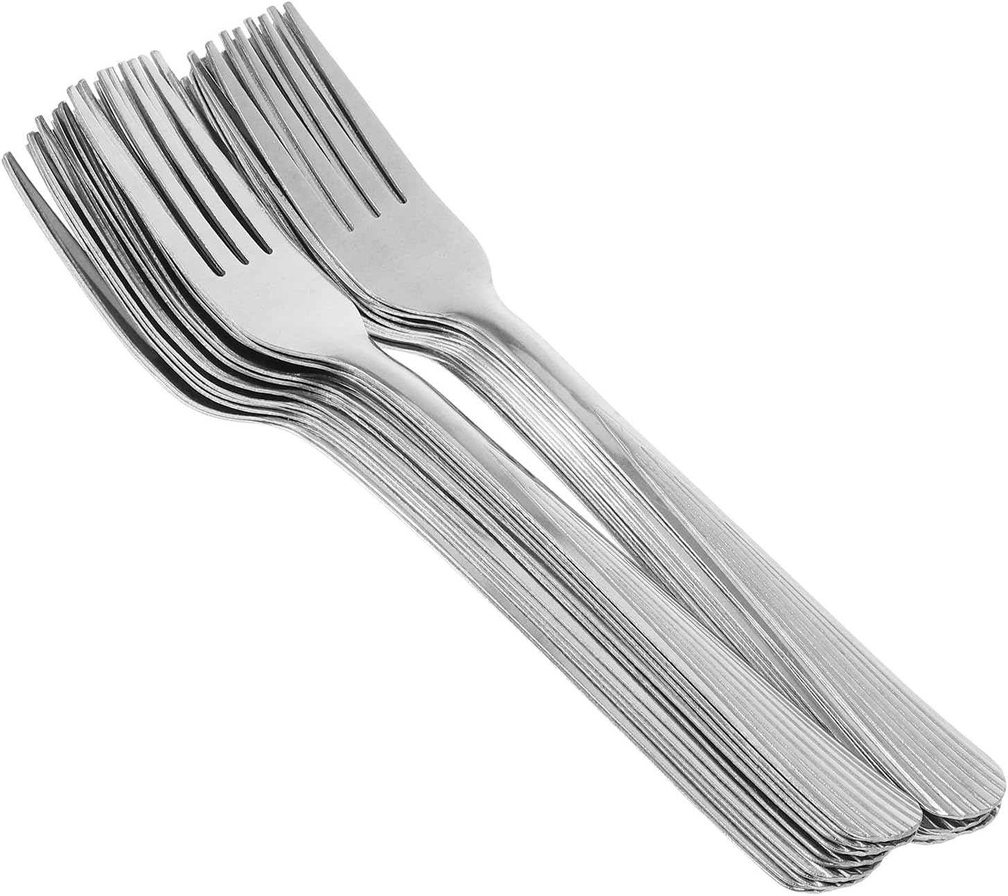 Uonlytech 24pcs Stainless Steel Salad Forks Multi-function Dessert and Fruit Forks for Kitchen Dining Parties Rounded Tips and Striped Handle Design