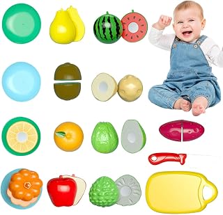 Conjunto de corte de frutas de brinquedo - Frutas e Legumes com Cesta de Armazenamento Brinquedo de Cozinha,Presente de vegetais fingidos para meninos e meninas, acessórios divertidos