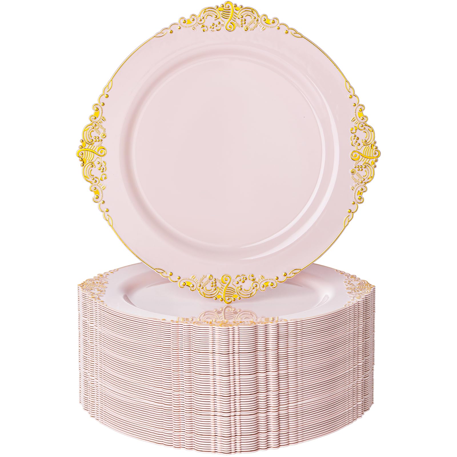 Nervure 100 Pieces Gold Plastic Plates