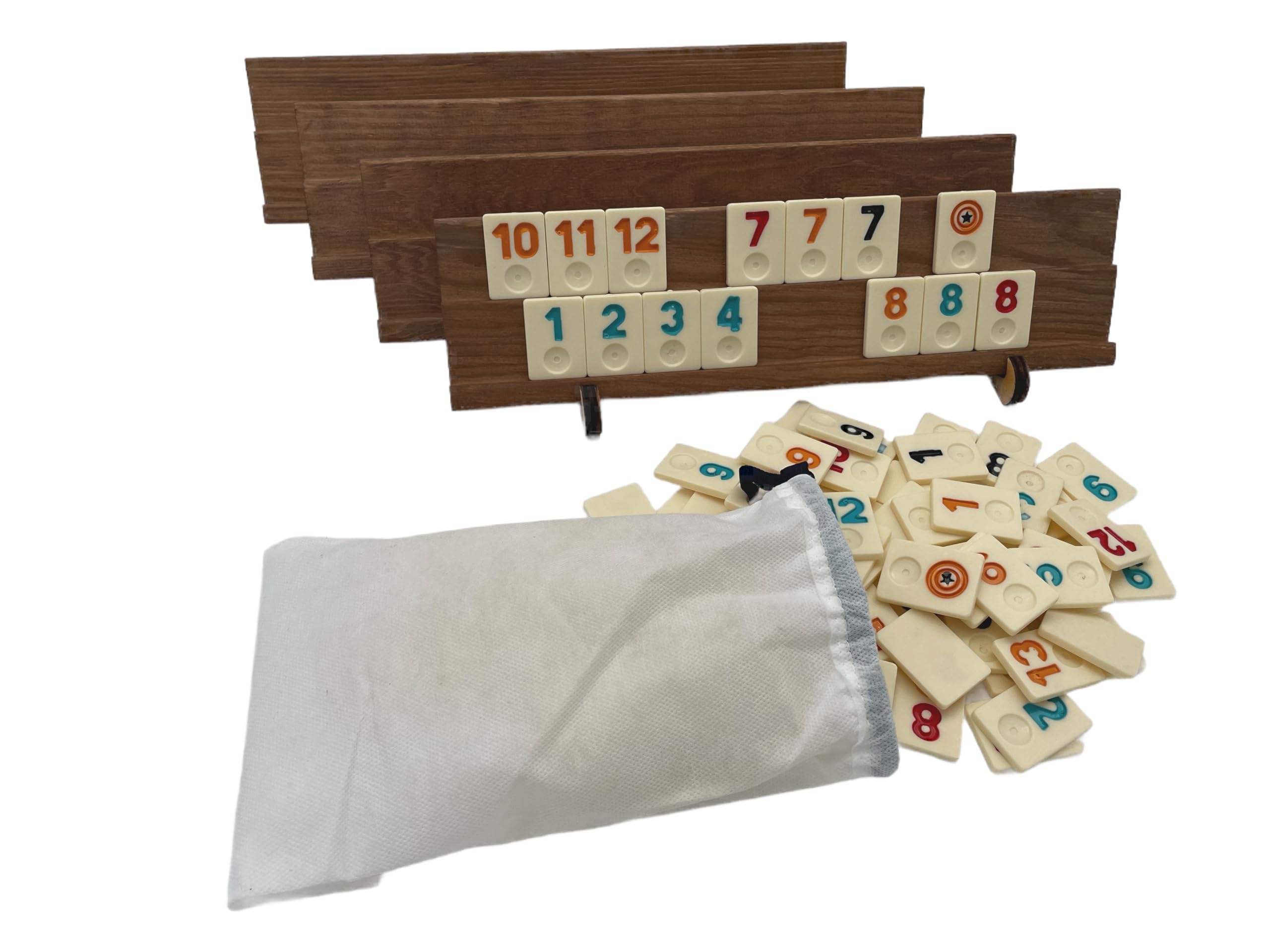 Generic Star-Rummy, Romme, Okey Set, Reisespiel aus Massiv Holz 33cm dł. x 7,0 cm wys