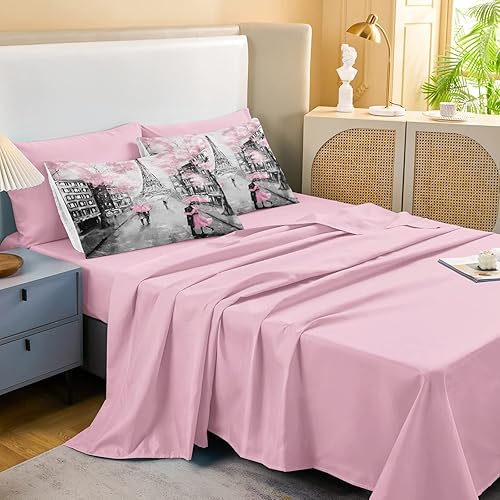 Miniatura 3 de Merryword Juego de edredón de la Torre Eiffel de 8 piezas, ropa de cama en una bolsa, ropa de cama en una bolsa, ropa de cama con diseño de París