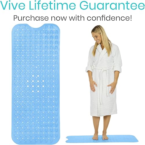 Miniatura 9 de Vive Tapete de bañera para suelos de baño y ducha, almohadilla antideslizante de goma con succión para bañera, baño, ancianos, niños, respetuosa con