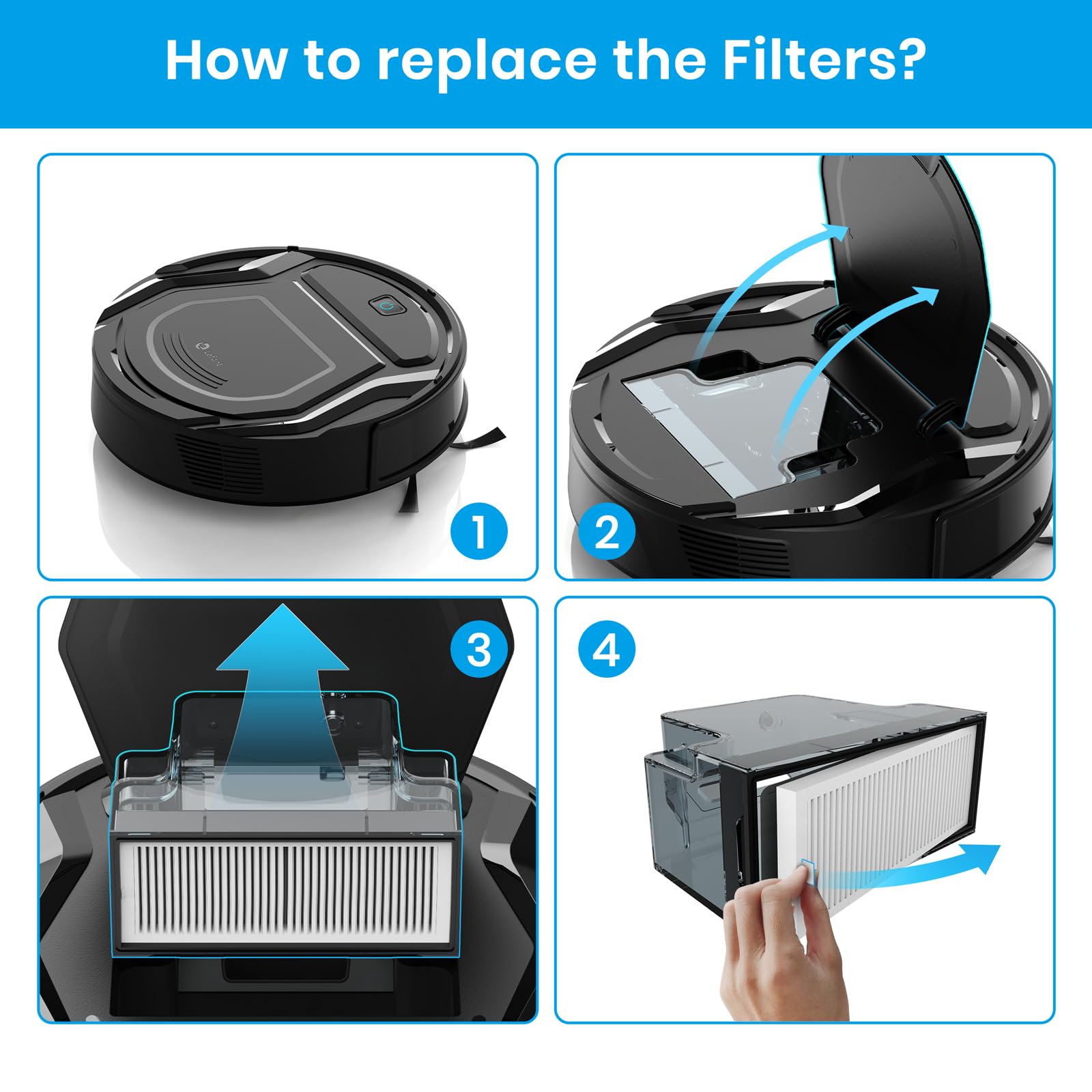 Lefant Zijborstel Hepa-filter rubberen schraper originele accessoireset, perfect compatibel met Lefant M210/M210B/M210P/N1/M213/M213S robotstofzuiger