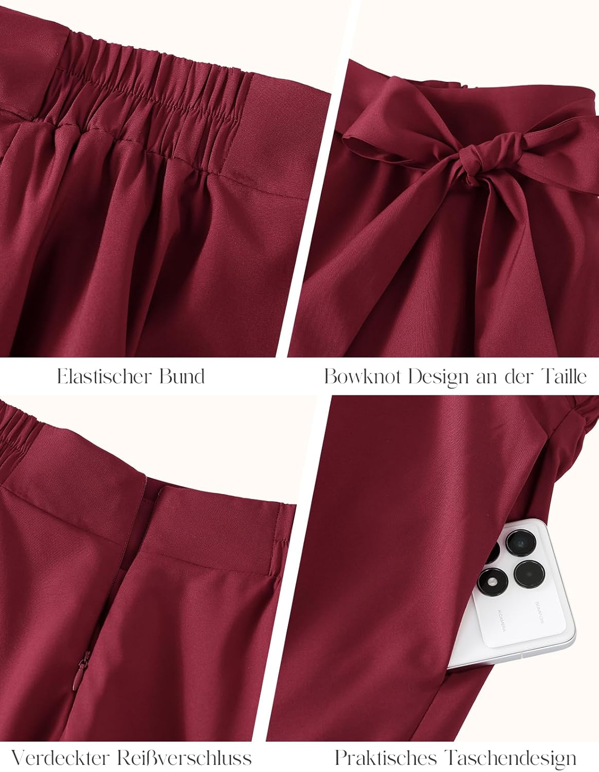 Bbonlinedress Womens Vintage Summer Casual A-line Midi Skirt Elastic Wide Waist Flared Skirt with Belt - Image 7