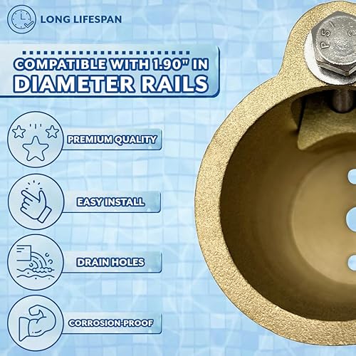 Miniatura 6 de Poolzilla Anclajes de barandilla de mano con protectores añadidos, paquete de 2, anclaje de escalera y kit de moldura de escudo