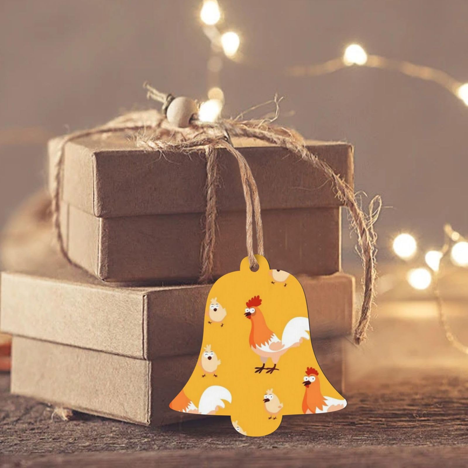 Aoriher 10 stuks kerstversieringen van kippenhout met