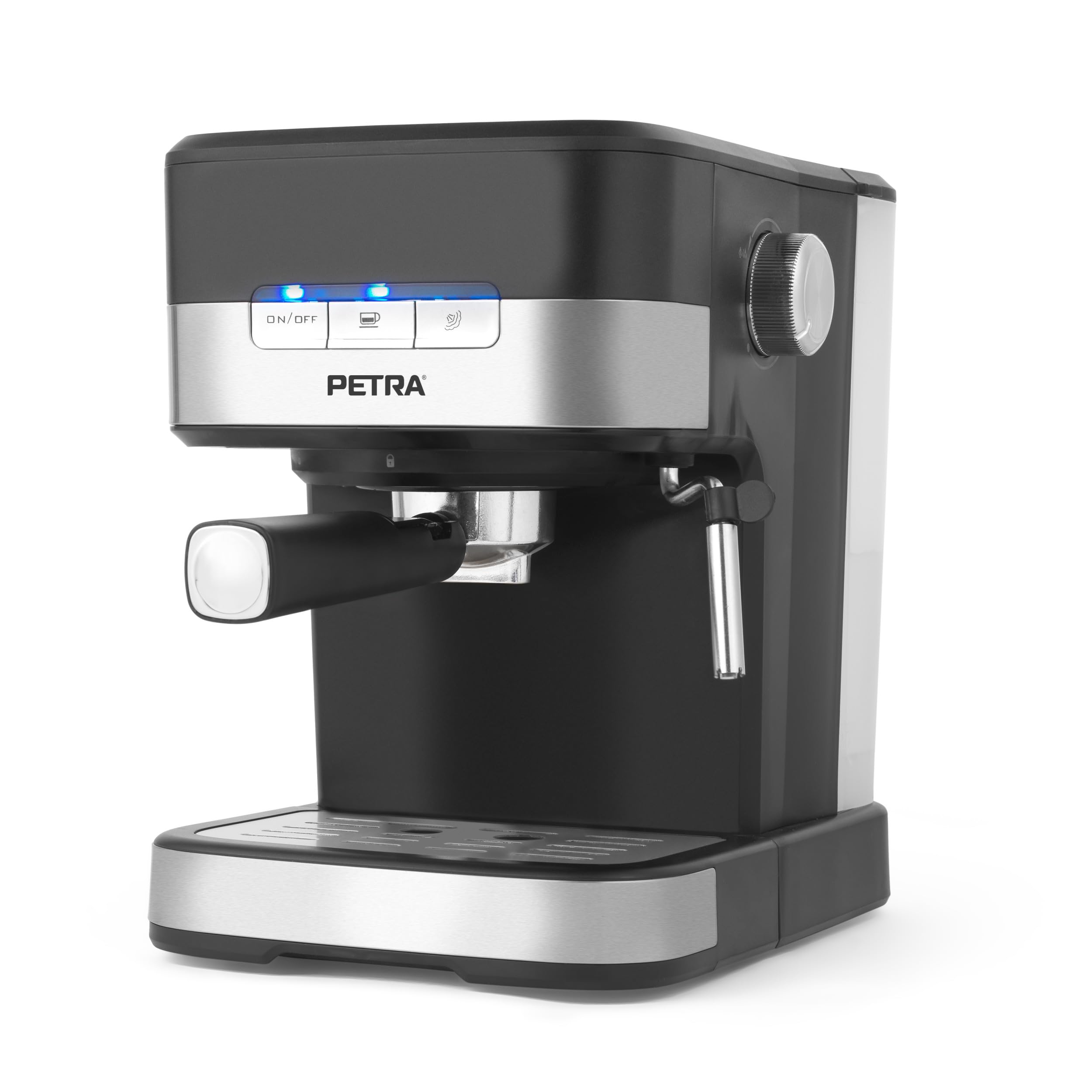 Petra PT4623VDEEU7 Elektrische Espressomaschine, 15-bar-Druckpumpe, Milchaufschäumer, BPA-frei, Schwarz