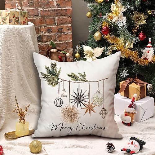 Miniatura 2 de DFXSZ Juego de 2 fundas de almohada navideñas de 18 x 18 pulgadas, diseño de feliz Navidad, decoración de invierno y Navidad para el sofá del hogar,