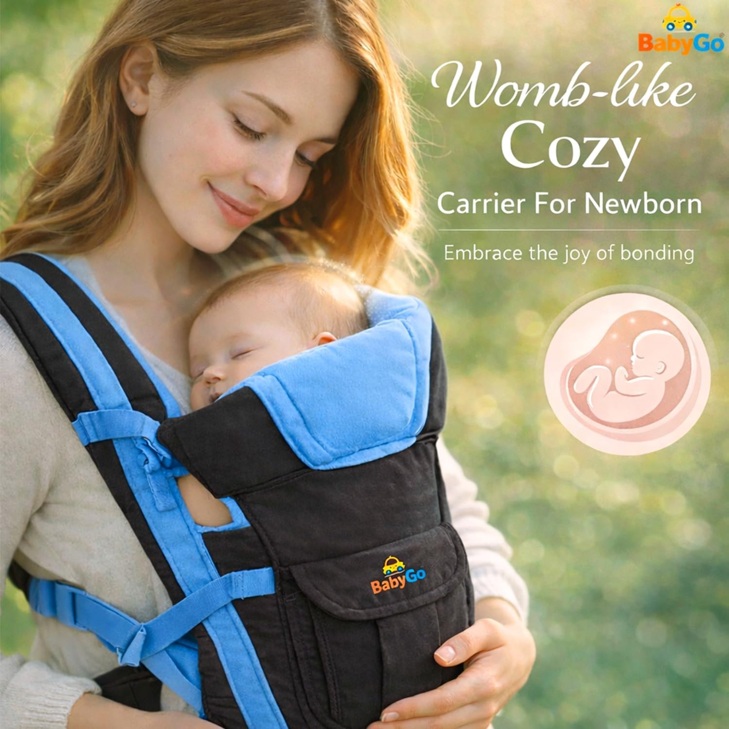 BabyGo Kid Seat Baby Hip Carrier 4-in-1 Adjustable Baby Carrier Cum Kangaroo Bag|for 6 to 24 Months Baby|Newborn to Toddler Carrier|Safety Belt & Buckle Straps|Up to 15 Kgs (Black & Blue) 3