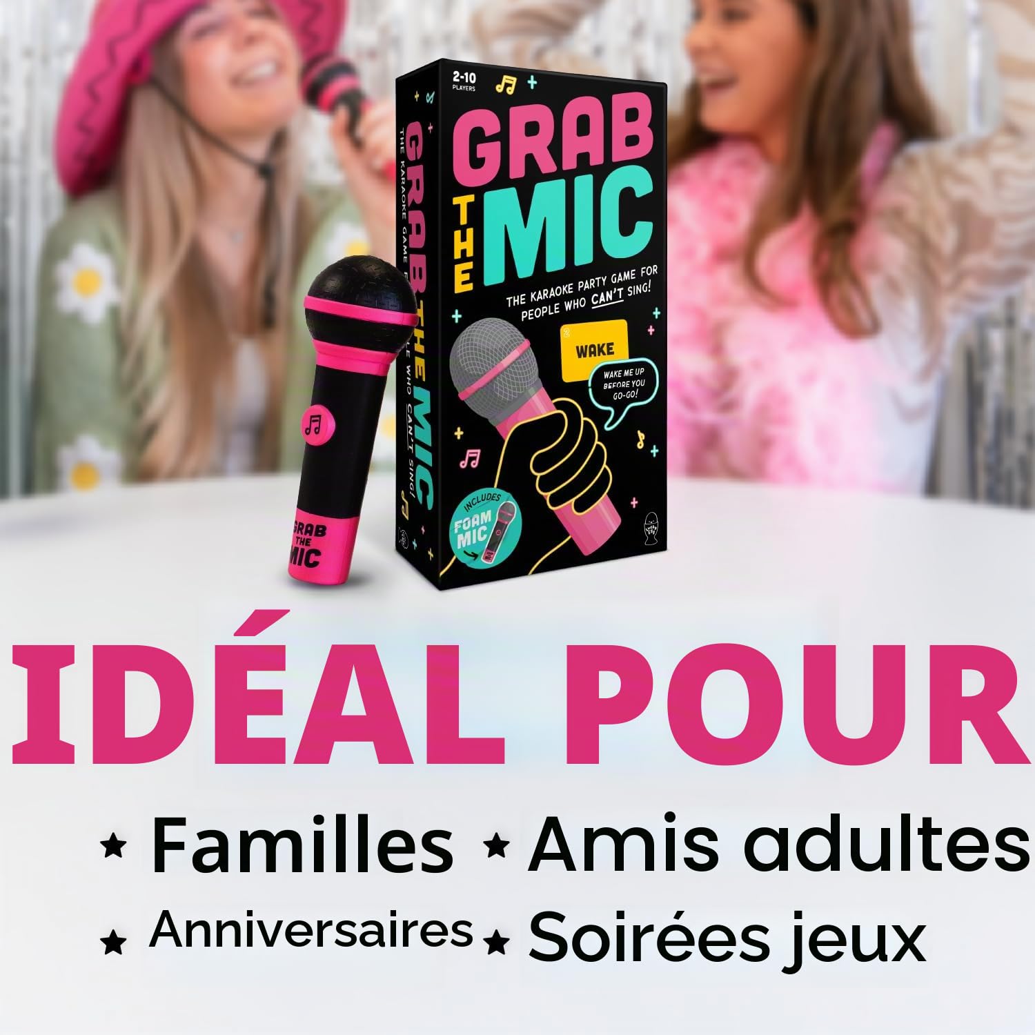 Lucky Egg Passionnant Grab The Mic – Jeu de karaoké familial pour enfants 8 ans et plus, 2-10 joueurs – 250 cartes lyriques