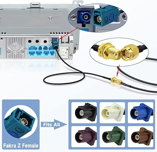 Miniatura 3 de Bingfu Fakra Z hembra a SMA hembra cable adaptador de antena de vehículo 11.8 in 12 pulgadas para coche estéreo Android unidad principal navegación