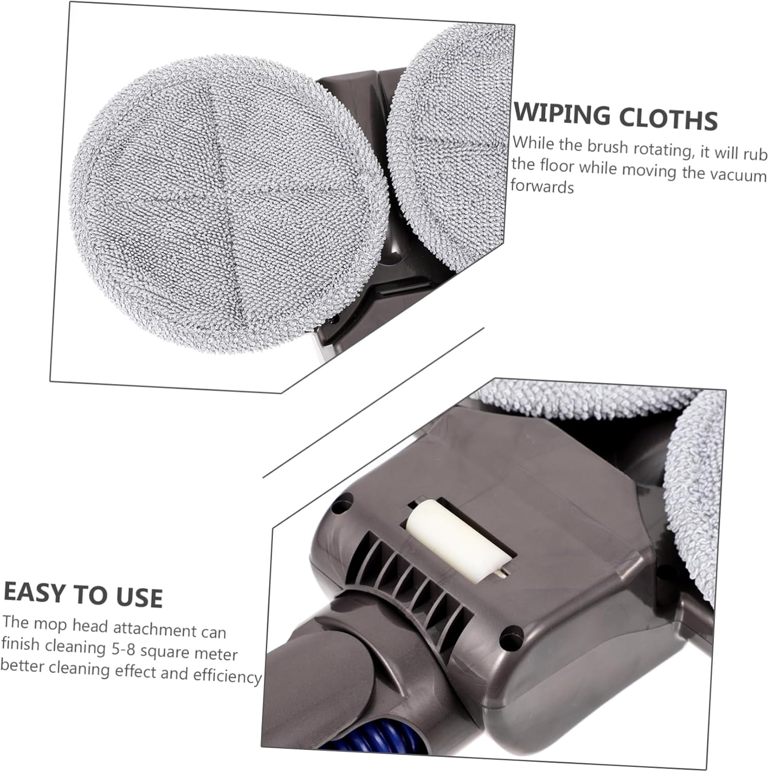 6pcs Electric Mop Brush Attachment with Six Cloths for Vacuum Cleaner Efficient Dry and Wet Cleaning Accessory for Tile and Marble Floors