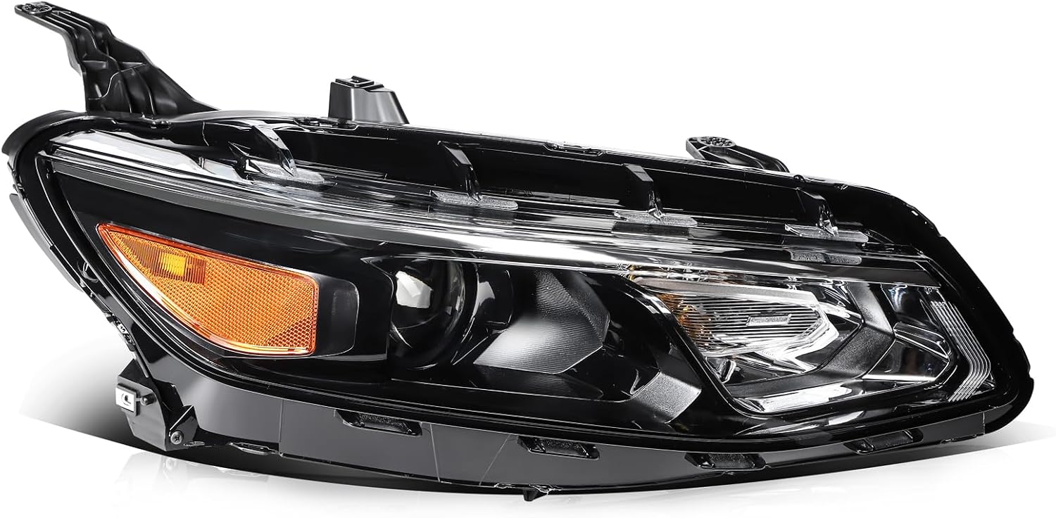 LSAILON Fit For Chevy For Malibu 2016-2018 Headlight Assembly Black Housing Amber Reflector Clear Lens Driver and Passenger Side