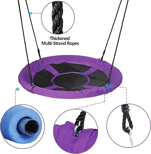 Miniatura 9 de ZENY Juego de columpios con platillo para patio trasero  40 pulgadas de telaraña de tela Oxford Swing Mat y resistente marco de metal para patio de