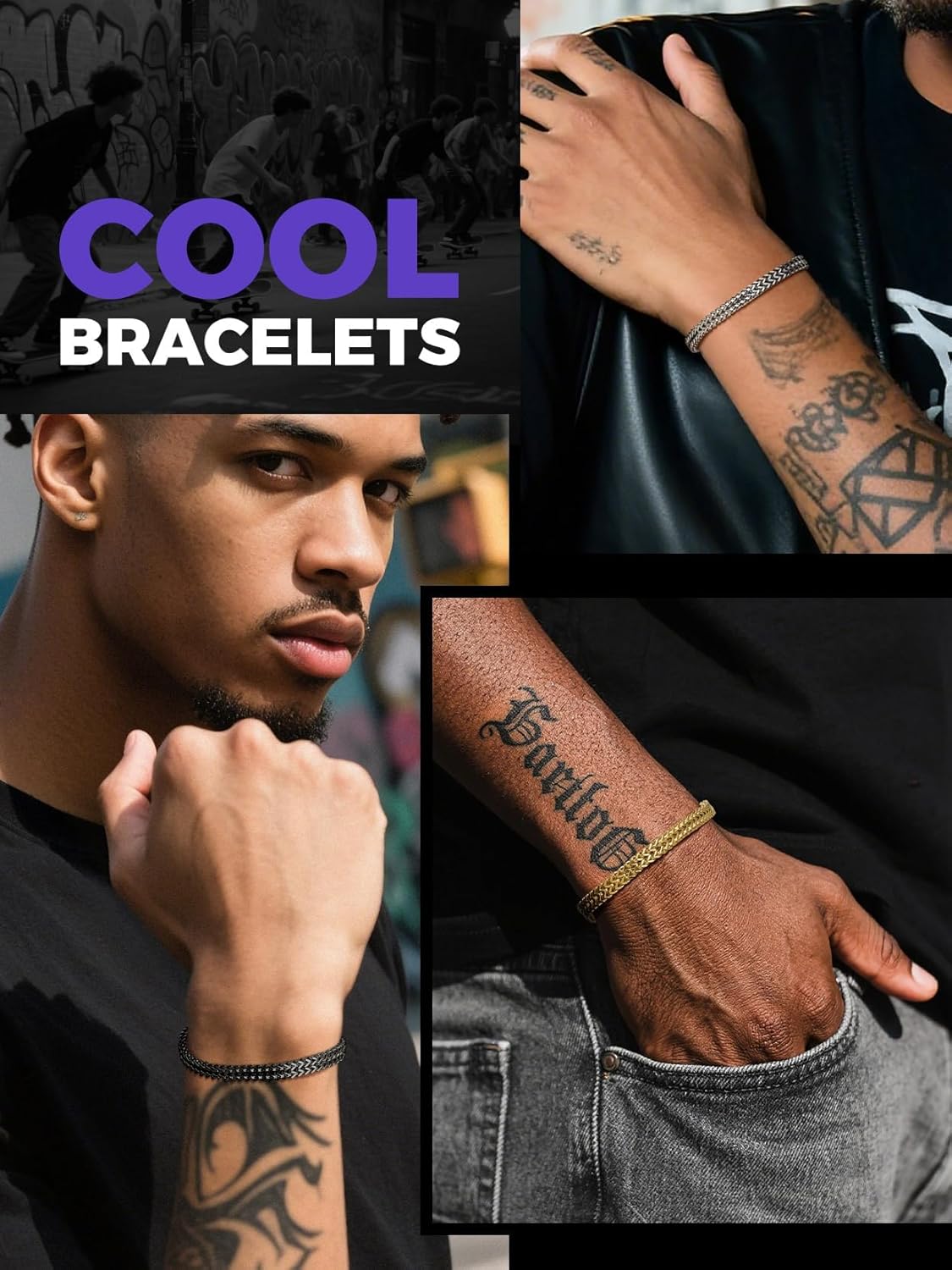 Richsteel Bracelets for Men 6mm/10mm/12mm Width Stainless Steel With Sturdy Clasp Franco Curb Chain Mens Bracelet 7.4/8.2/9 Inches Length - Image 7