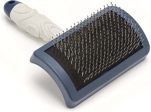 Mikki Dog, Puppy Grooming Curved Head Slicker Brush, Shedding tool, for Cockapoos, Labradoodles, Cavapoos and Golden Doodles, Blue, Grey