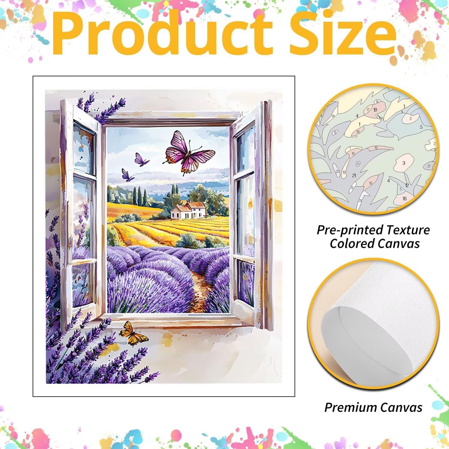 Schmetterling mit Lavendel Malen Nach Zahlen Erwachsene, 80x100cm c-387 | Malen nach Zahlen Erwachsene Leinwand Kit, DIY Handgemalt Ölgemälde Set mit 3-Pinseln und Acrylfarbe für Wanddeko,Ohne Rahmen