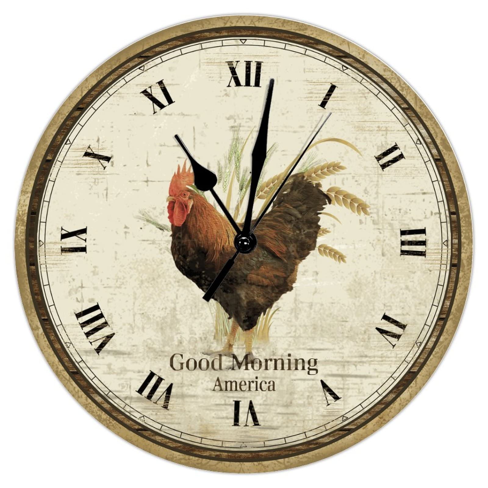 Horloge murale coq doré silencieuse sans tic-tac pour rester zen