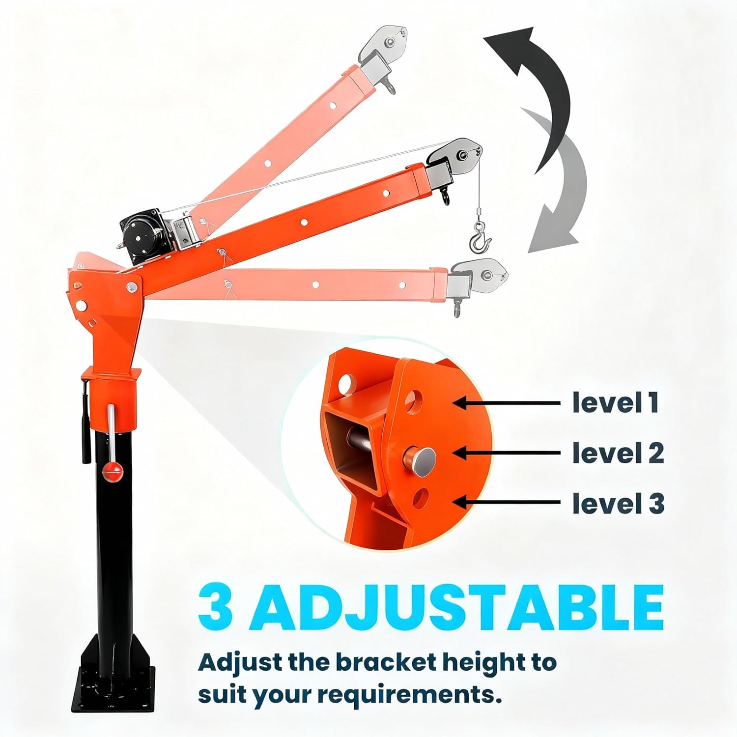 Professional Folding Truck Crane, 1300LB Capacity Truck Bed Crane with 2600LB Electric Winch and Foldable Truck Bed Hoist for Pickup and Heavy-Duty Lifting
