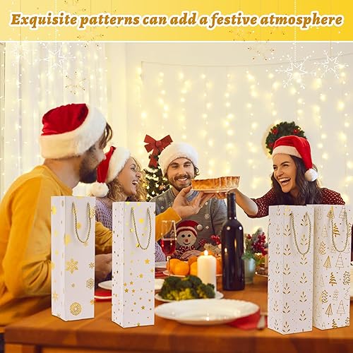 Miniatura 4 de Tenceur Paquete de 80 bolsas de regalo de vino de Navidad a granel, bolsas de vino de papel de Navidad con asas, cajas de regalo de champán de