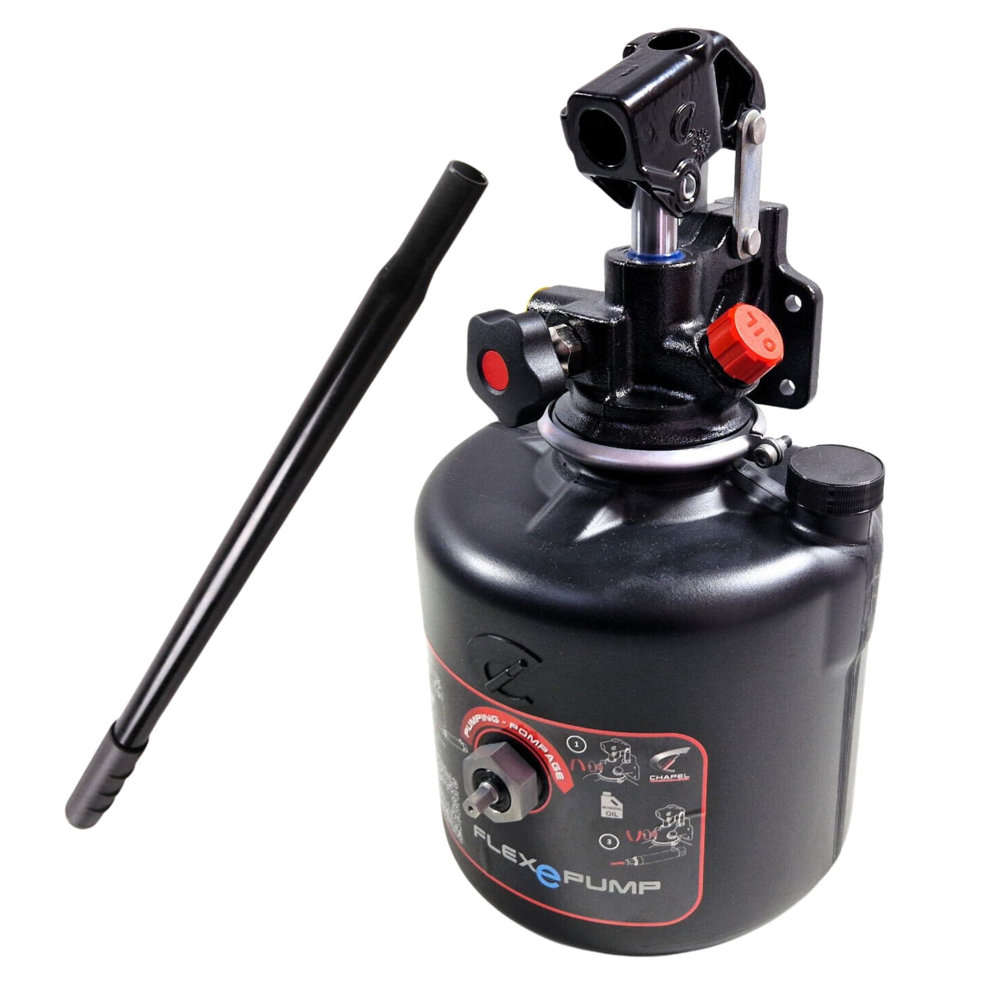 Chapel FLEXePUMP - Pompe hydraulique utilisable avec visseuse sans fil ou manuel - Jusqu'à 180 bar - Pour remorque à benne basculante - Volume du réservoir de 5,5 l (Chapel FLEXePUMP avec