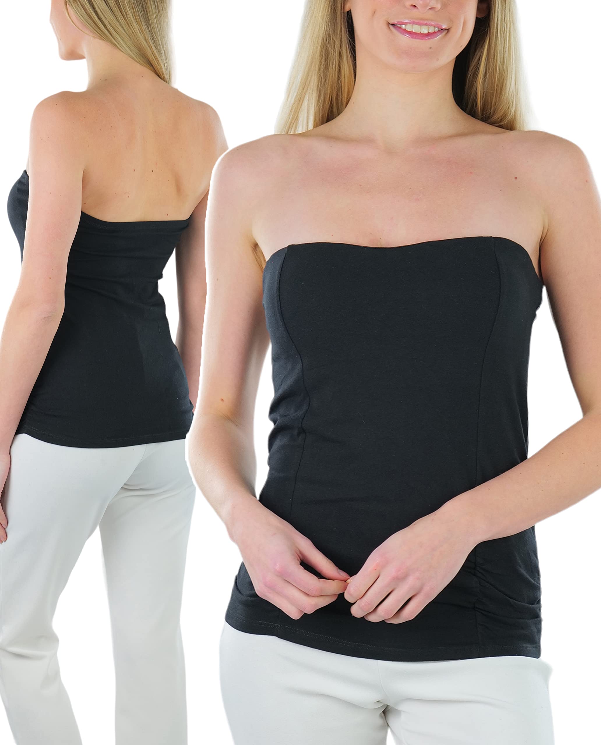 ToBeInStyle Women's Cotton-Spandex Blend Stretchy Tube Top