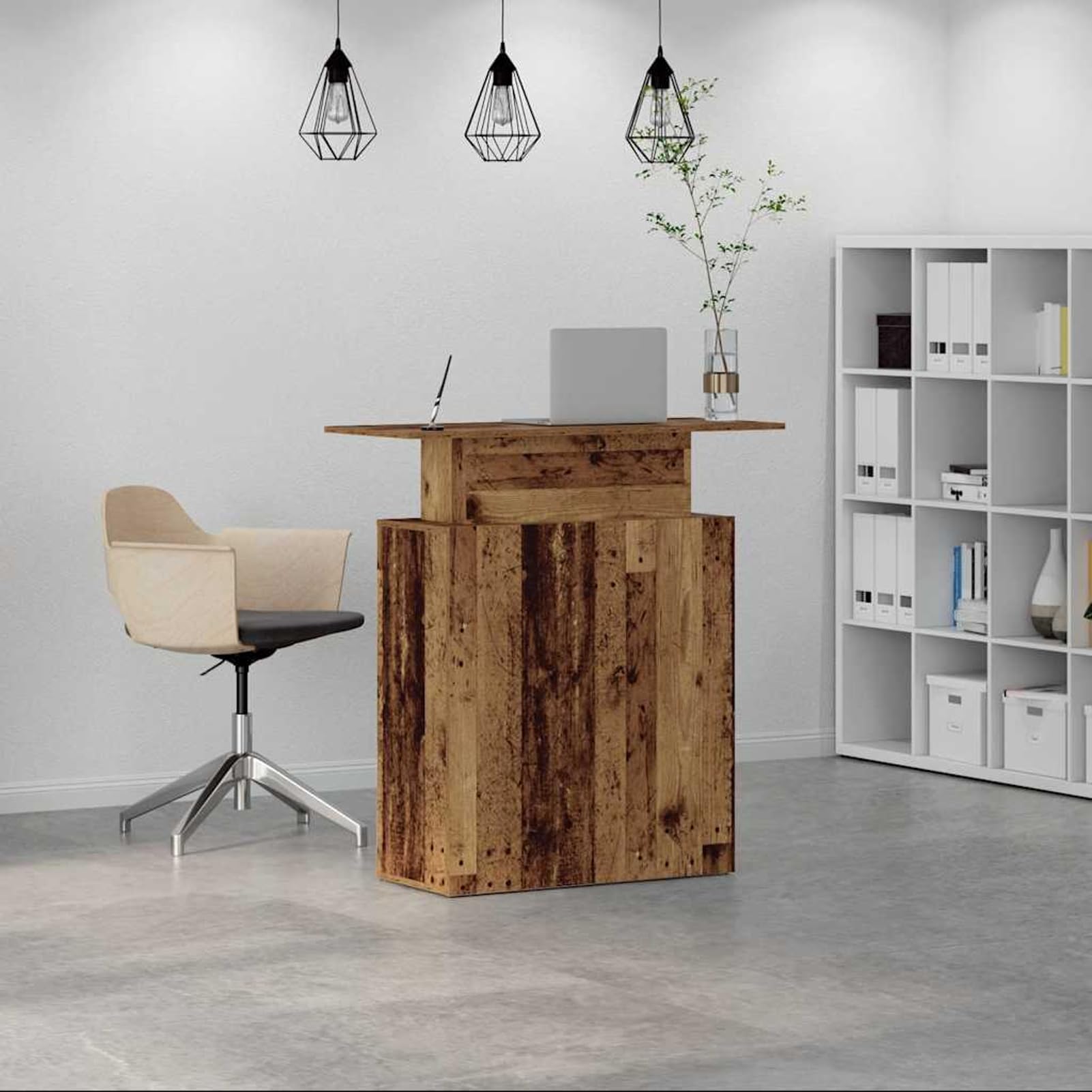 Gecheer Bancone Reception, Design Elegante con Piano Integrato e Spazio di archiviazione, 100x40x104 cm, truciolato, per uffici aziendali, Hotel, cliniche mediche e saloni di Bellezza