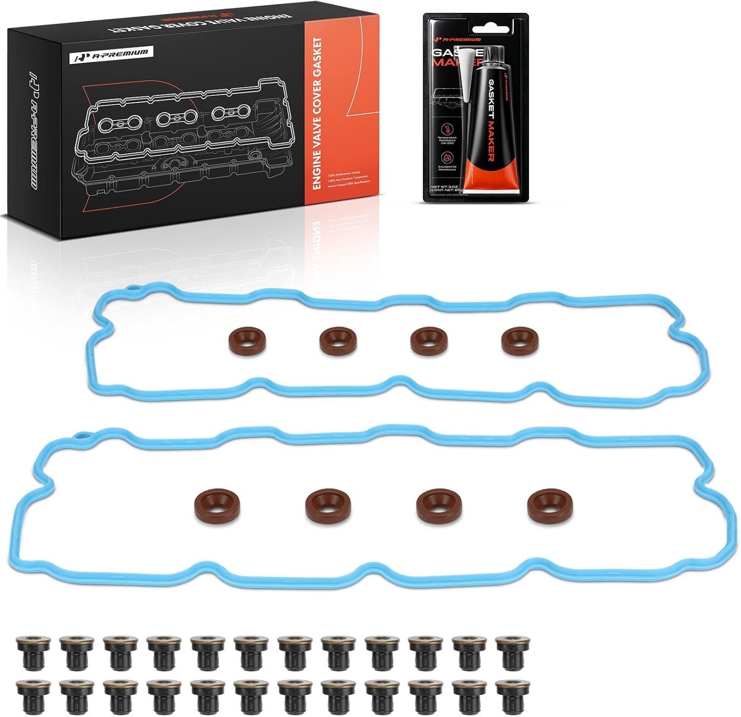 A-Premium Engine Valve Cover Gasket Set Compatible with Chevrolet Silverado 2500 HD/3500, C4500/C5500 Kodiak & GMC Sierra 2500 HD/3500, C4500/C5500 Topkick