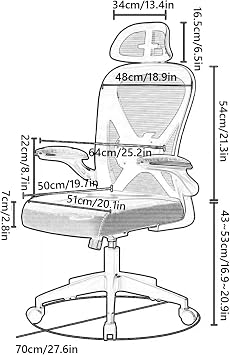 Office Chair Ergonomic Computer Chair High Back Adjustable Desk Chair with Flip-up Armrest, Swivel Mesh Task Gaming Chair for Home Office Work Study
