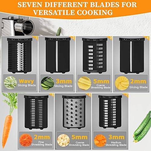 Miniatura 3 de 7 en 1 rallador eléctrico del queso, rebanador eléctrico de la cocina 350w para el queso, verduras y frutas
