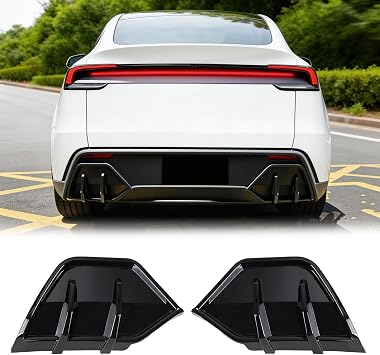 Rear Bumper Diffuser Lip 2PCS for Tesla Model Y Juniper 2025 2026 ABS Rear Bumper Molding Protector Lip Glossy Black,2 Sides Mlding Guard
