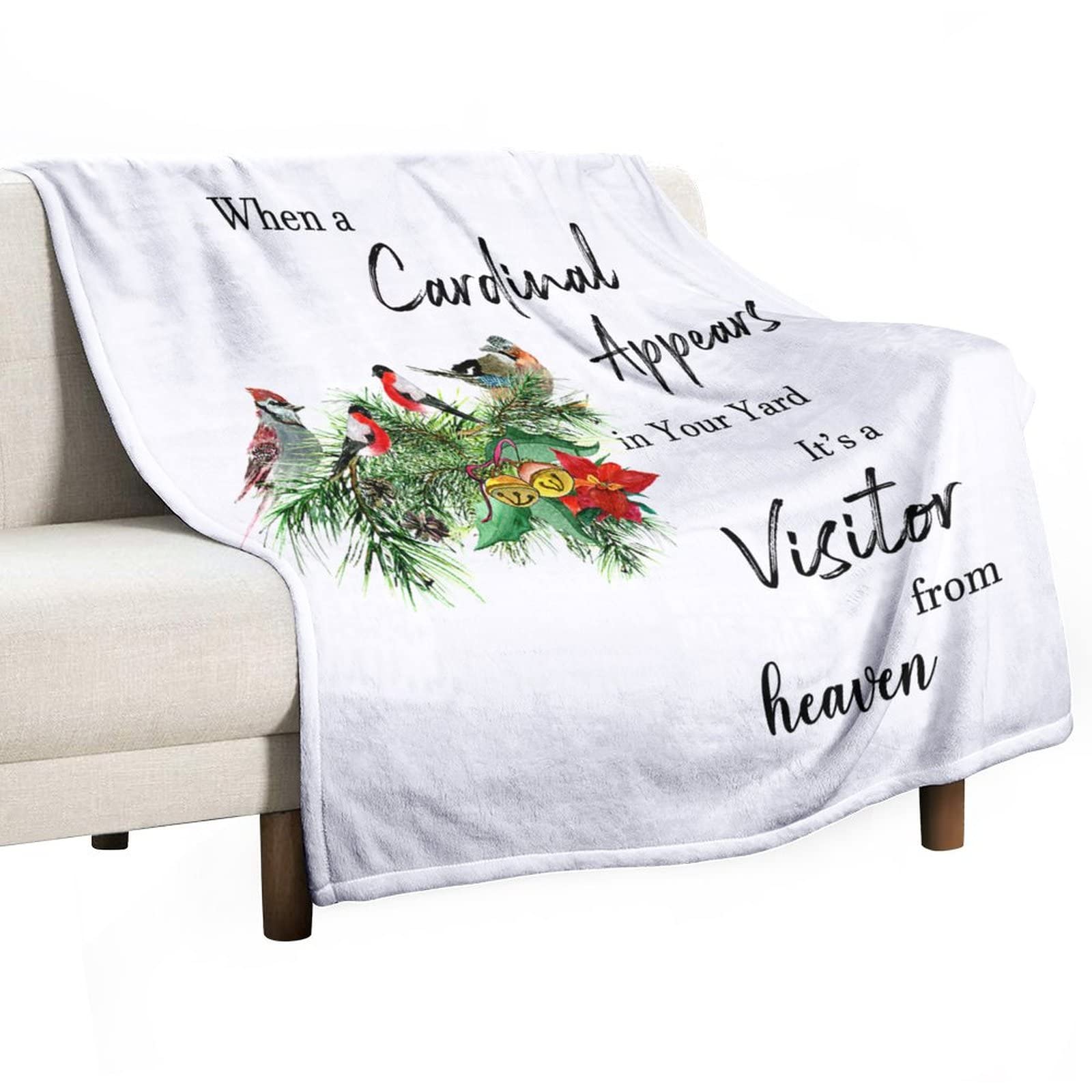 Couverture en flanelle cardinal cadeau Noël Thanksgiving deuil