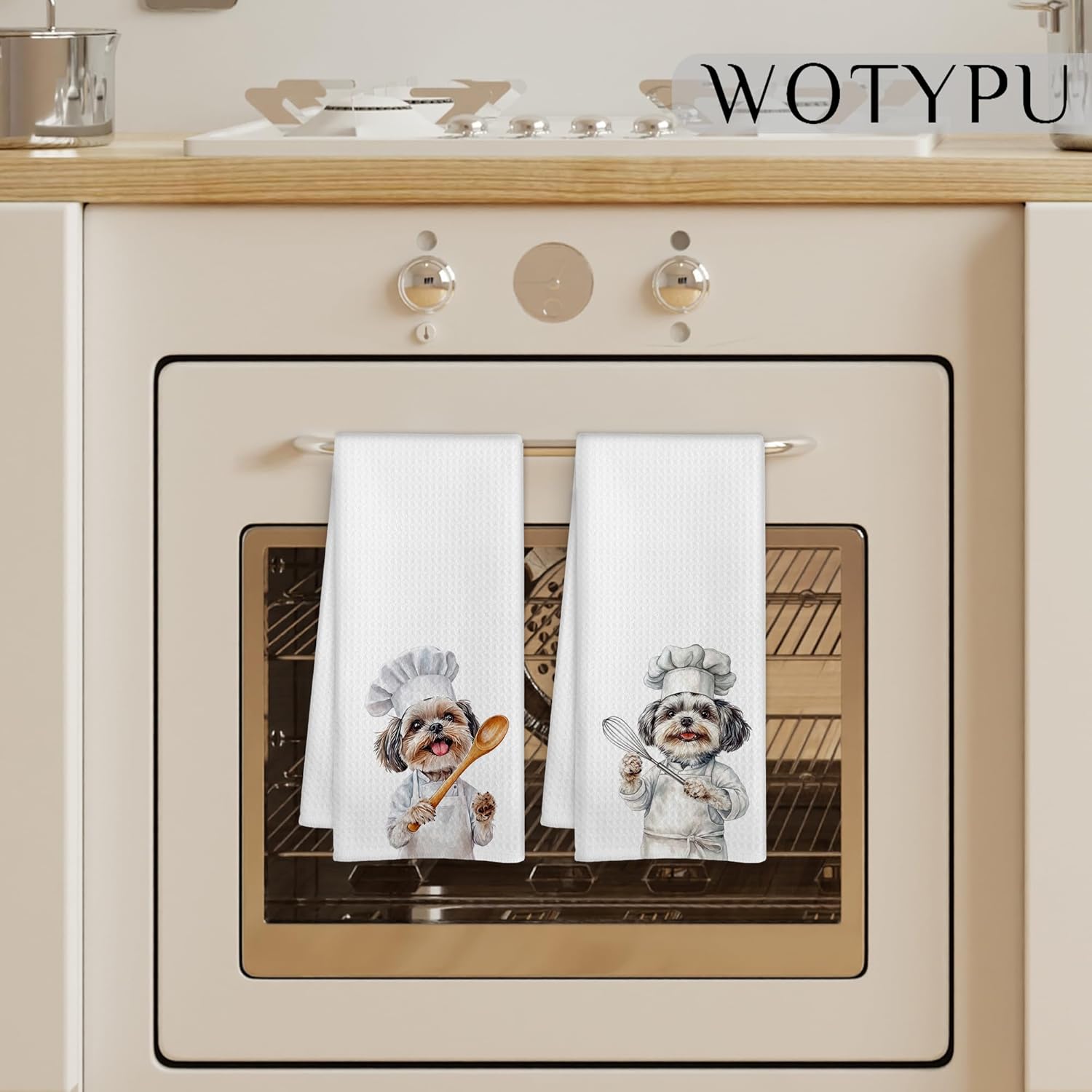 Funny Shih Tzu Chef Kitchen Towels, Shih Tzu Gifts for Women Men, Dog Lover Gifts Dish Tea Towels for Kitchen, Gift for Chef Decorative Hand Towel, 16x24 Inch Set of 2 - Image 3