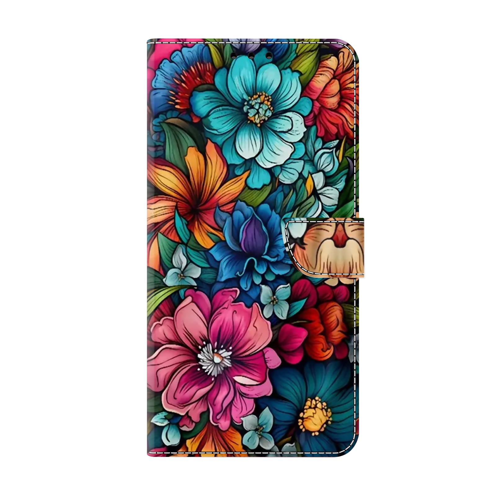 Unichthy Flip Case for iPhone SE 2022/8/7 - Gothic Flowers PU Leather Folio Shell with 2 Card Slots, Magnetic Stand, Shockproof - Image 2