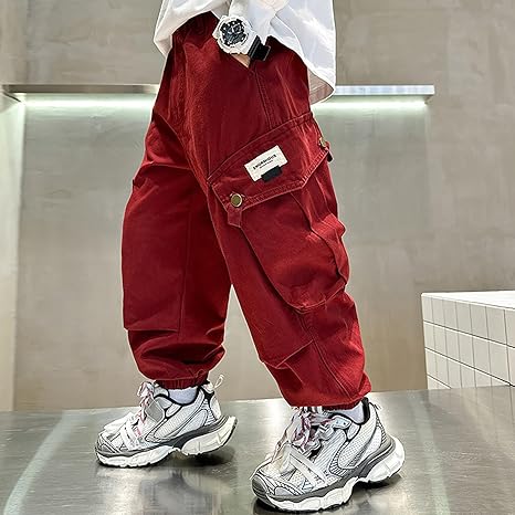 Jongens Broek Trekkoord Elastische Joggingbroek Actief Jogger Fleece Warme Joggingbroek Voor Kinderen, rood, 8-9 Jaar