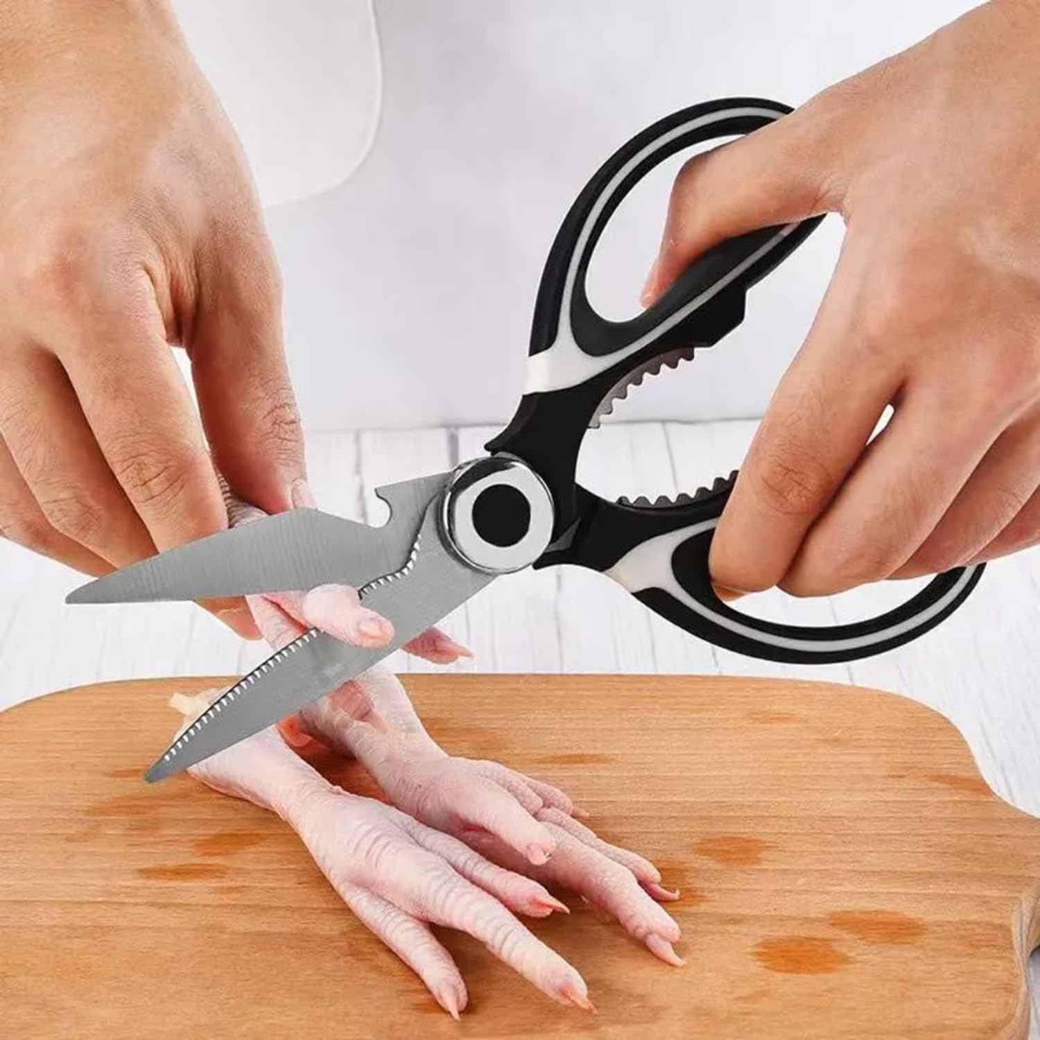 JLJLcio Kitchen Shears 2-Pack – Heavy Duty Stainless Steel Scissors with Protective Covers, Sharp & Sturdy, Dishwasher Safe Food Shears for Chicken, Poultry, Fish, Meat, Herbs & BBQ – For Home 2