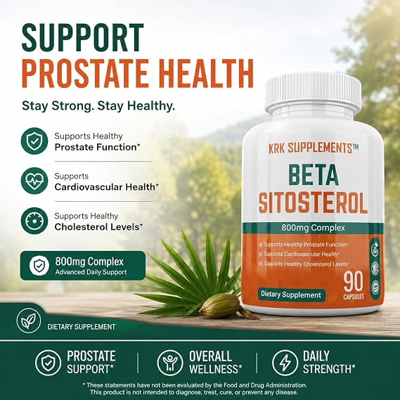 KRK SUPPLEMENTS 2 Bottles Beta Sitosterol 800mg Per Serving 180 Total Capsules Prostate Support