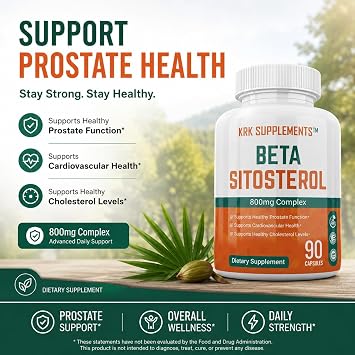 KRK SUPPLEMENTS 2 Bottles Beta Sitosterol 800mg Per Serving 180 Total Capsules Prostate Support
