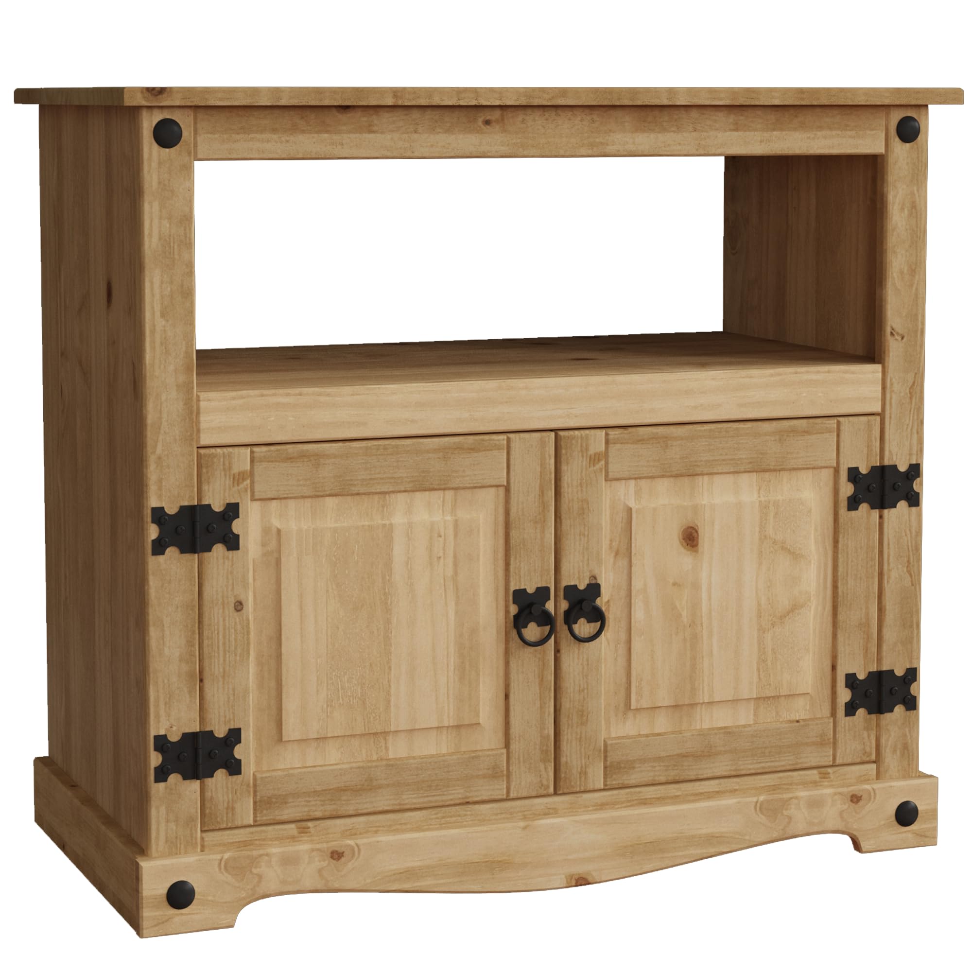 Vida Designs Corona - Mobile porta TV dritto, con ripiano e contenitore, in legno di pino massiccio