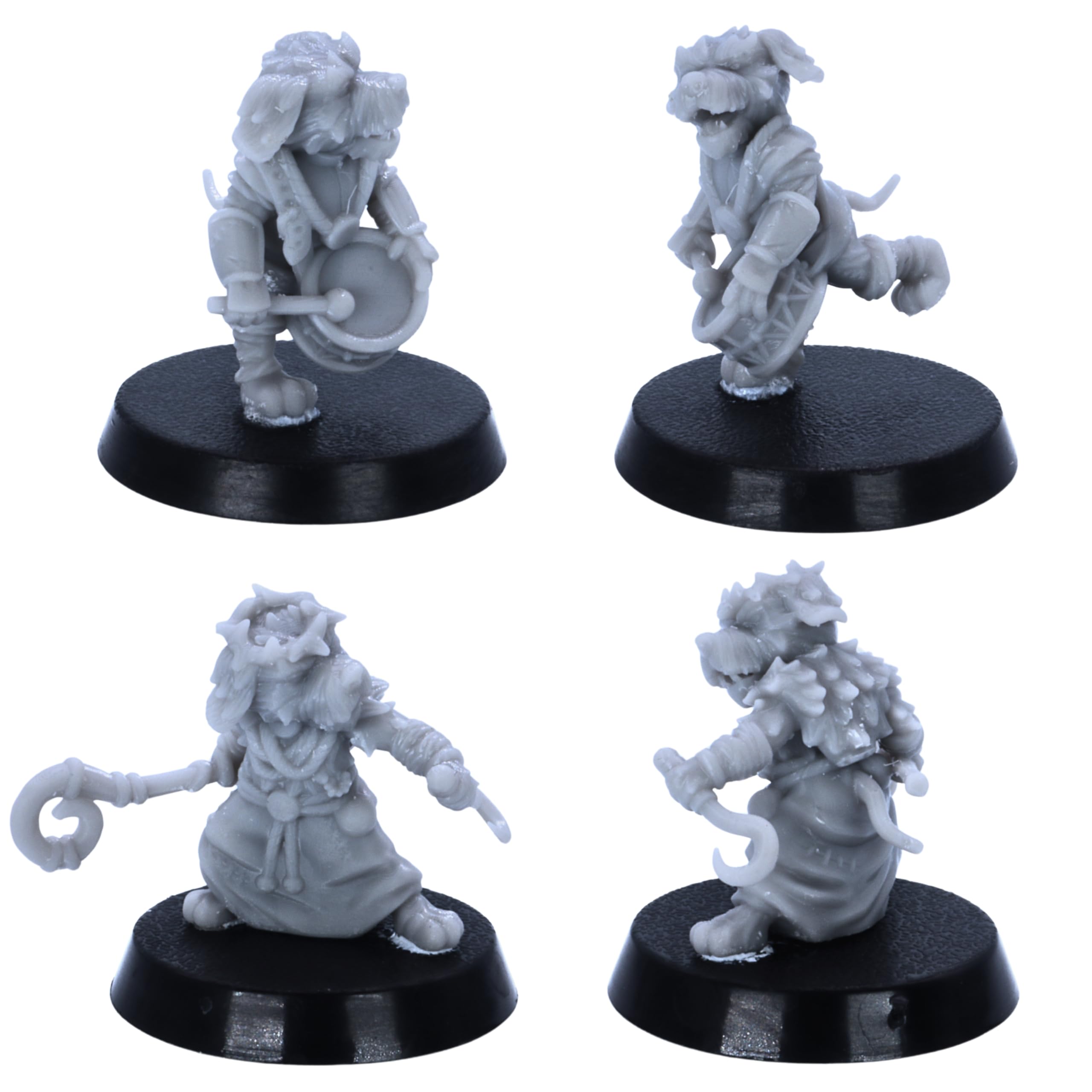 Dog Folk Miniatures Set - 8 Dog Miniatures for Tabletop RPGs, Grey, 28mm Scale - Image 4