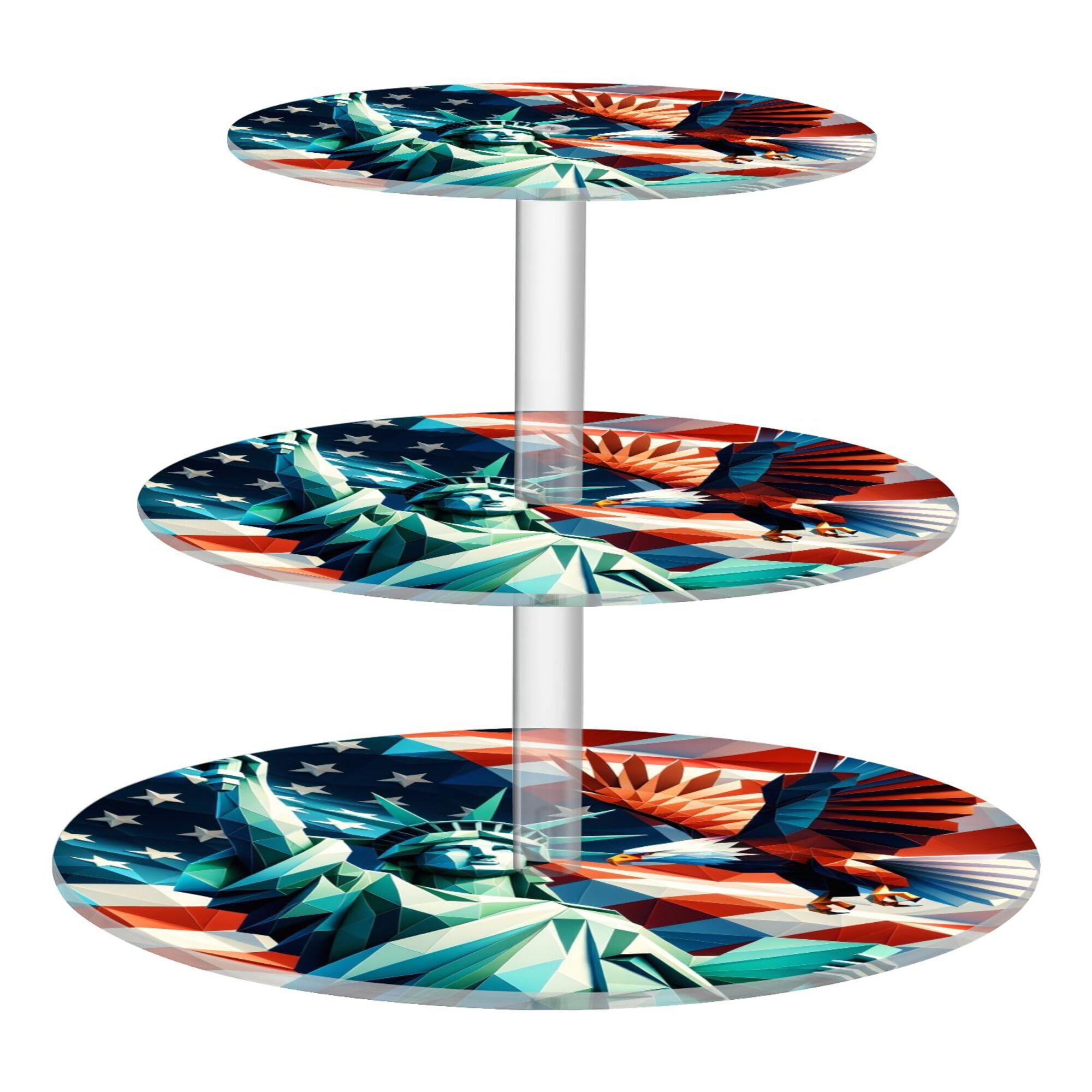 PYBUG Independence Day 3 Tier Acrylic Cupcake Stands Tower,Dessert Table Display Set for Tea Party,Wedding,Birthday, Baby Shower