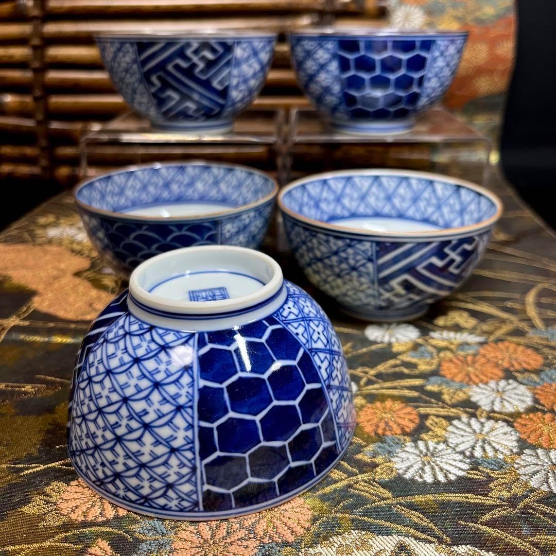 大倉陶園 蓋付煎茶碗 ブルーローズフラワー