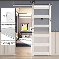 Vista 9 de BARNSMITH Puerta de granero de vidrio de 32 x 84 pulgadas con herrajes para puerta corrediza de níquel cepillado de 5.5 pies incluidos y asa