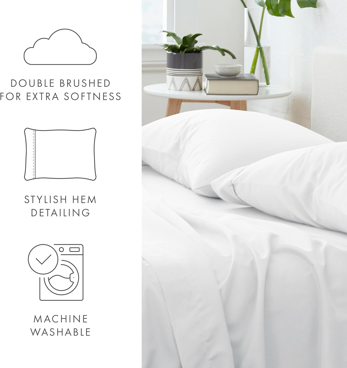Linen Market Ultra Soft Pillow Covers King Size (2 Piece) - Luxurious Pillow Cases 40x20 - Gifts for Women - Home Decor, Bedroom Decor - Pillowcase White