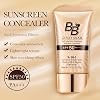 2PCS BB Cream SPF 50 Face Moisturiser,BB Cream Light & Medium,BB Cre/am Light SPF 50+ Gold Snail Sunscreen,Tinted SPF & Brightening Foundation,Lig/ht for All Skin Types,Full-Coverage(Natural Color)