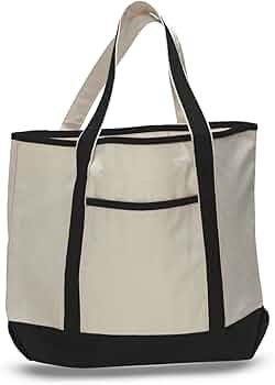 Amazon.com: Deluxe Heavy Cotton Canvas Large Tote Bag (Black