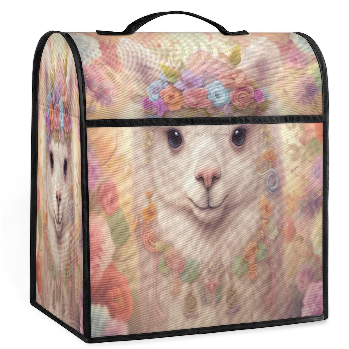 Coffee Maker Cover Vintage Flower Alpaca Kitchen Appliance Covers Small Appliance Covers Blender Cover Juicer Cover Dust Covers for Kitchen Appliances with Top Handle and Pockets,Washable,C748