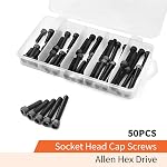 M6 x 20mm 25mm 30mm 35mm 40mm Hex Socket Head Cap Screws Bolts 12.9 Grade Alloy Steel, Black Oxide Finish, Metric Allen Hex Drive, Machine Fully Threaded, Assortment Kit 50PCS